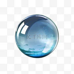 逼真的玻璃球3d光泽透明水晶球圆