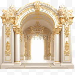 金色背景图片_金色奢华经典立柱拱门。巴洛克风
