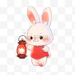 提着灯笼的兔子图片_中秋提着灯笼的卡通手绘小兔子元