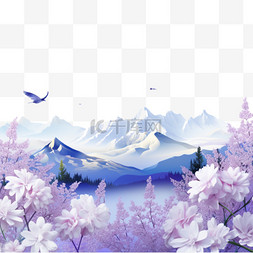 淡蓝色背景图片_淡紫色背景和蓝色山脉的照片