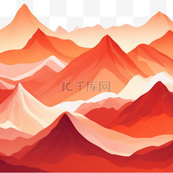 红色抽象山图案
