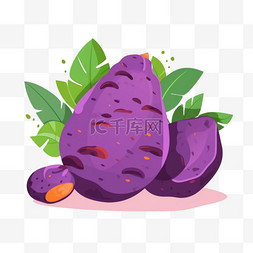 涮菜山药图片_紫色红薯卡通向量图标插图食品自