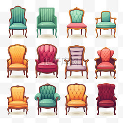 空的沙发图片_不同颜色的椅子和扶手椅插图