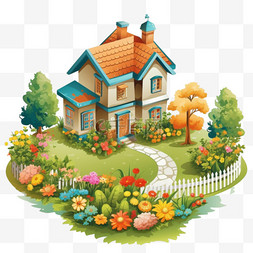 房子和房子图片_有房子和花园的场景