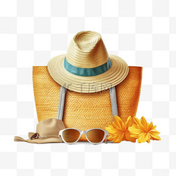 阳光海上阳光图片_夏日度假背景，沙滩礼帽和沙滩人