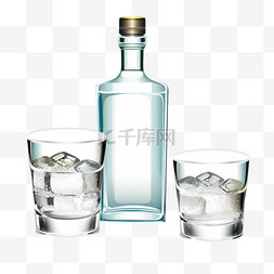 蒸馏瓶子图片_烧酒酒瓶和酒杯