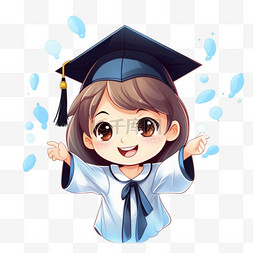 快乐可爱的小女孩kawaii孩子在毕业