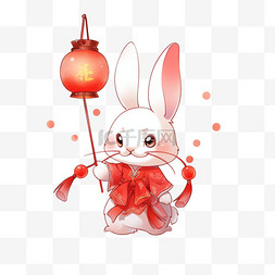 兔子中秋节灯笼卡通手绘元素