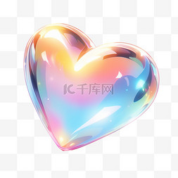 爱心图片_七夕节3D立体玻璃半透明的爱心