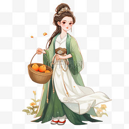 美女图片_卡通中秋节美女月饼手绘元素