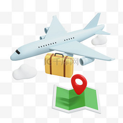 地图飞机图片_3D旅游行李箱飞机