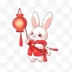 中秋节卡通兔子灯笼手绘元素