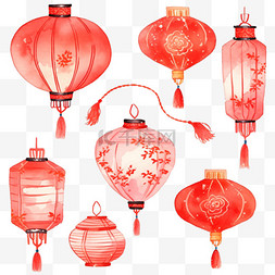 中秋节背景红图片_红色中秋灯笼手绘元素卡通