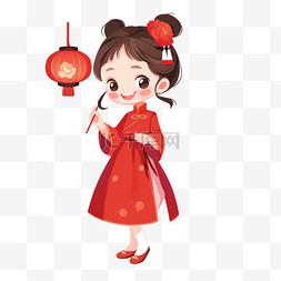 中秋节女孩灯笼卡通手绘元素