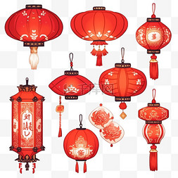 中秋节背景红图片_卡通红色中秋灯笼手绘元素