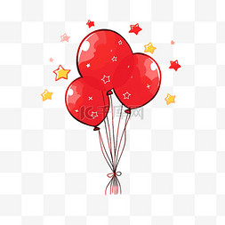 卡通国庆节红色气球手绘元素