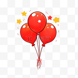 红色气球图片_国庆节卡通手绘红色气球元素