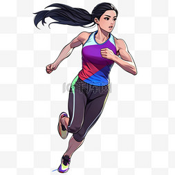 运动的的女人图片_亚运会女人手绘田径赛跑卡通元素
