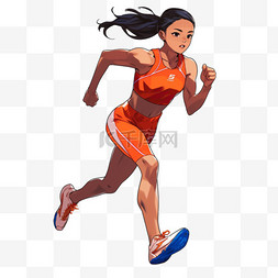 亚运会女人田径赛跑卡通手绘元素