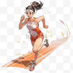 运动会图片_亚运会卡通元素田径赛跑的女人
