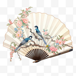 七夕节图片_七夕情人节中国风传统两喜鹊折扇
