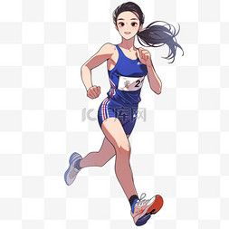 田径赛跑的女人亚运会卡通手绘元