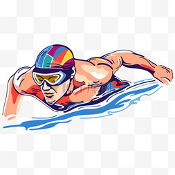 游泳比赛图片_卡通元素亚运会男人游泳比赛手绘