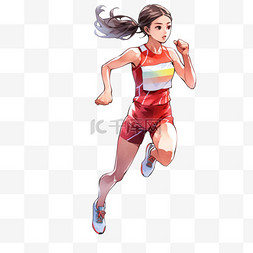 女人运动图片_卡通元素亚运会田径赛跑的女人