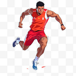 运动会图片_亚运会元素田径赛跑的男人卡通手
