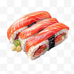水彩鱼肉图片_水彩美味鱼肉寿司免扣元素