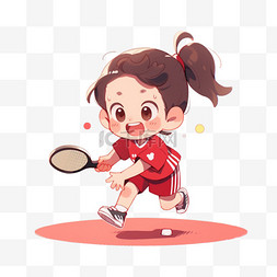 元素亚运会女孩打乒乓球运动卡通