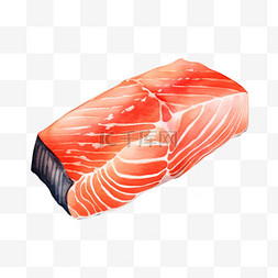 水彩鱼肉图片_水彩漂亮纹理三文鱼肉免扣元素