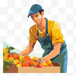 男人在摘水果