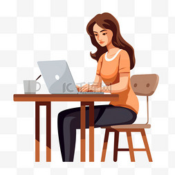 在电脑上图片_在电脑上工作的女人