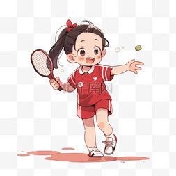 亚运会元素女孩打乒乓球运动卡通