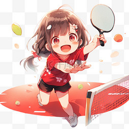 乒乓球女孩图片_乒乓球运动女孩卡通手绘元素亚运