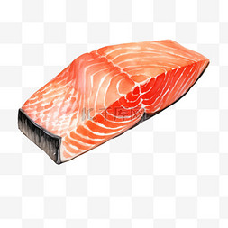 水彩鱼肉图片_水彩三文鱼肉肉块免扣元素
