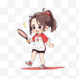 乒乓球女孩图片_亚运会乒乓球运动女孩手绘元素