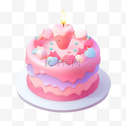 粉色蛋糕图片_粉色蛋糕3D可爱图标元素