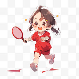 亚运会乒乓球运动手绘女孩卡通元