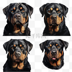 狗黑色头像动物可爱写实素材图案