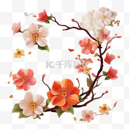 春季销售模板与美丽的花矢量插图