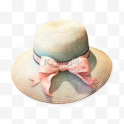 水彩夏日沙滩帽免扣元素