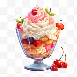 夏日水果冰淇淋圣代冷饮甜品元素