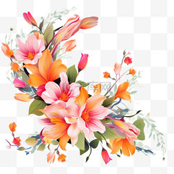 美丽花图片_带有美丽花朵的弹簧模板。矢量插
