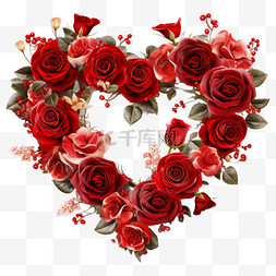 情人节红玫瑰花心形边框装饰