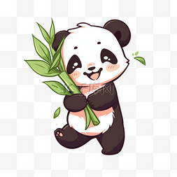 卡通元素熊猫竹子手绘
