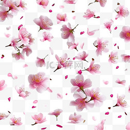 婚纱海报图片_粉红色樱花飘落的花瓣矢量背景。