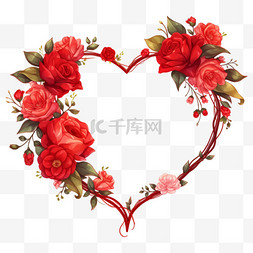 情人节红玫瑰花心形边框