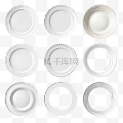 空盘子图片_白色盘子，逼真的3d陶瓷餐具顶部